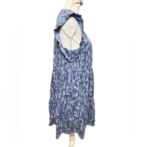 Anthropologie Jenee Tiered Ruffle Sleeve Animal Print Tunic Dress - Picture 3 of 5